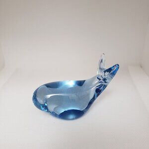 Blue glass whale decorative or paperweight